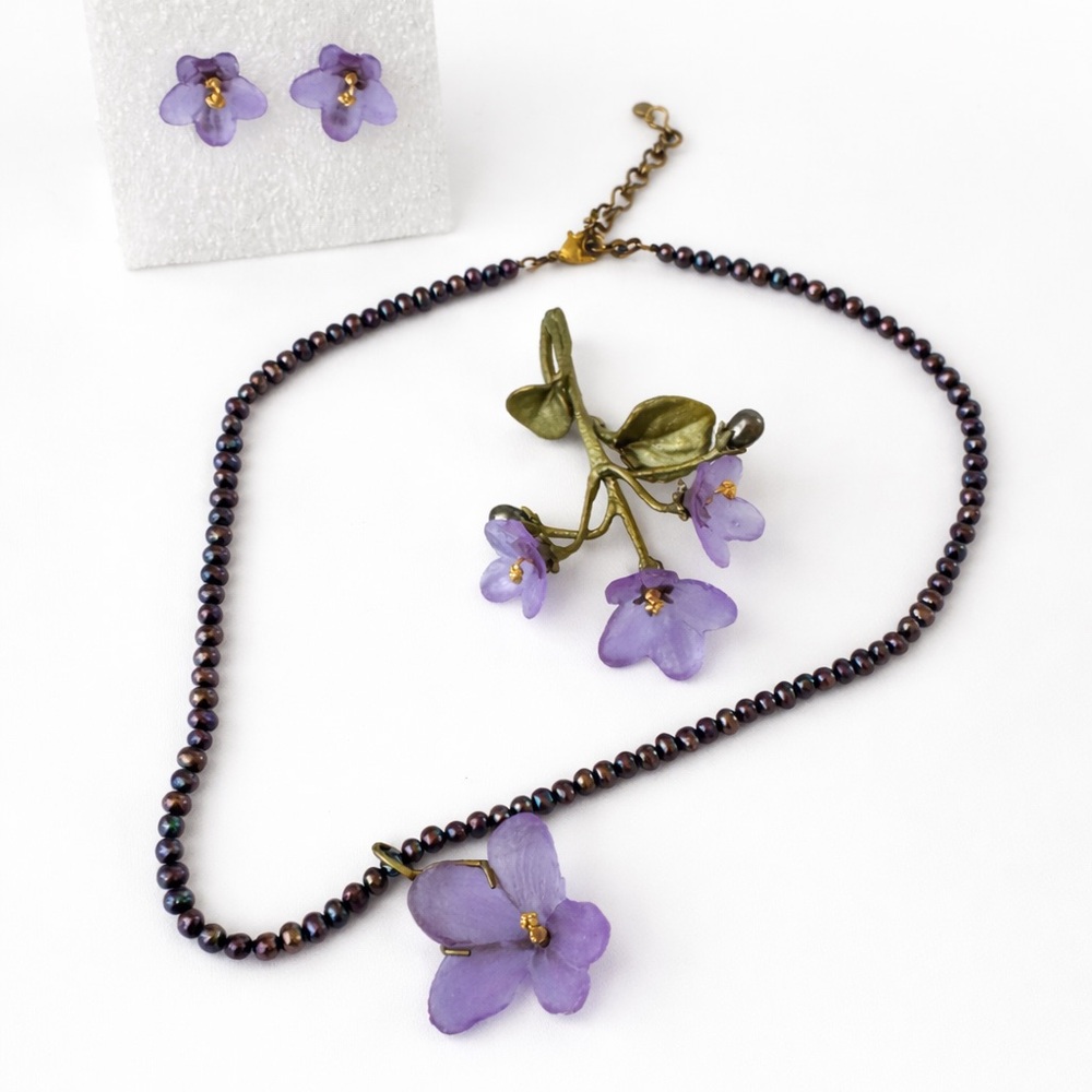 Lavender Botanical Freshwater Pearl Statement Set | 3 Piece Collection